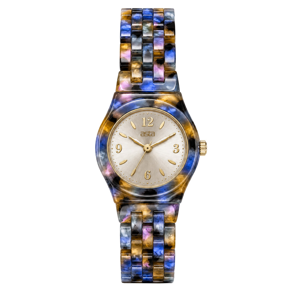 Translucent Neon Green asta Acetate Watch for Women with Minimalist Silver Sunray Dial and Futuristic Style