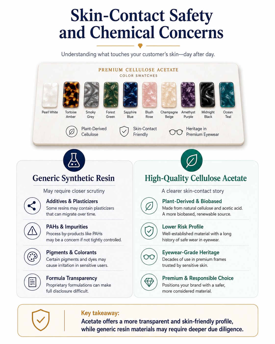 cellulose acetate versus synthetic resin for watches with skin contact safety and chemical concerns explained