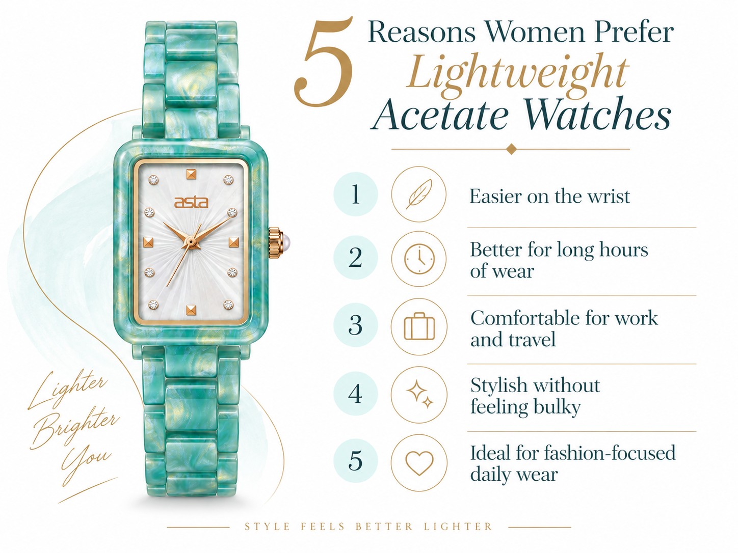 five reasons women prefer lightweight acetate watches for comfortable everyday wear