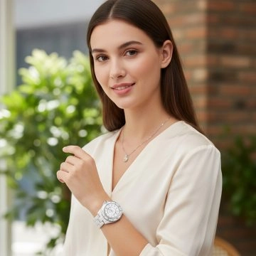 asta-Women Acetate Japan Quartz Watch White Pearl Marble 0101-Acetate Strap