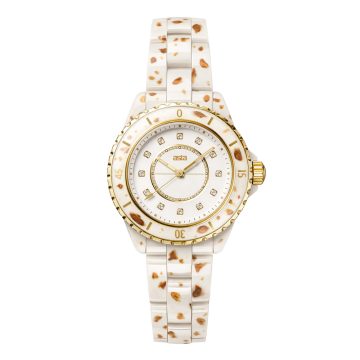 asta-Women Acetate Japan Quartz Watch Creamy Leopard Swirl 0102-Acetate Strap