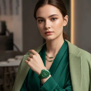 asta-Women Acetate Japan Quartz Watch Deep Moss Swirl 0104-Acetate Strap