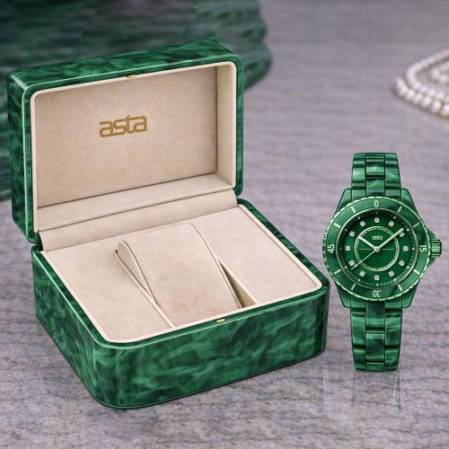 asta-Women Acetate Japan Quartz Watch Deep Moss Swirl 0104-Acetate Strap