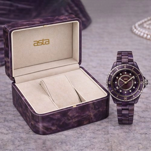 asta-Women Acetate Japan Quartz Watch Amethyst Aurora Swirl 0105-Acetate Strap