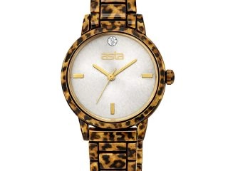asta-Women Acetate Japan Quartz Watch Leopard Print 0201-Acetate Strap