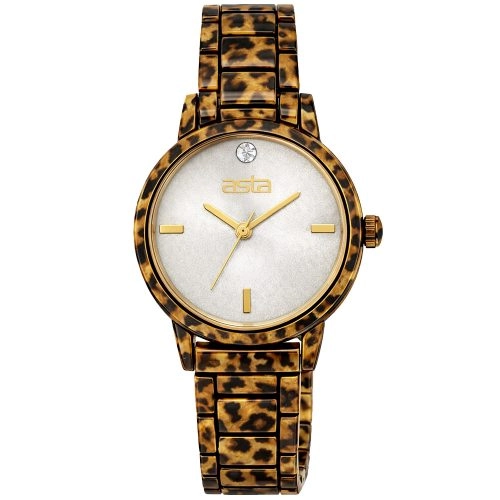 asta-Women Acetate Japan Quartz Watch Leopard Print 0201-Acetate Strap