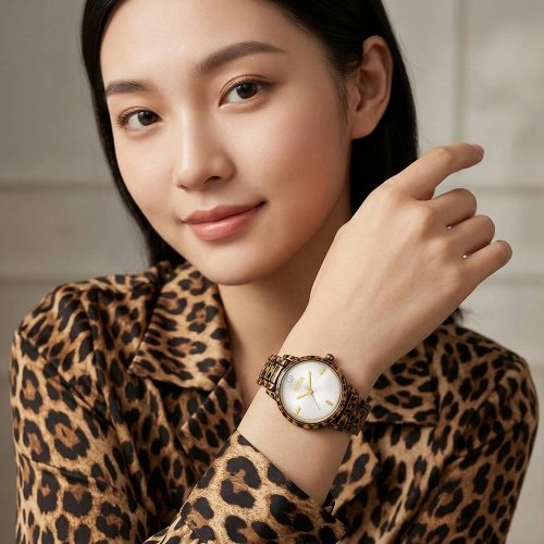 asta-Women Acetate Japan Quartz Watch Leopard Print 0201-Acetate Strap