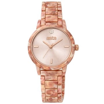 asta-Women Acetate Japan Quartz Watch Pink Tortoise 0202-Acetate Strap