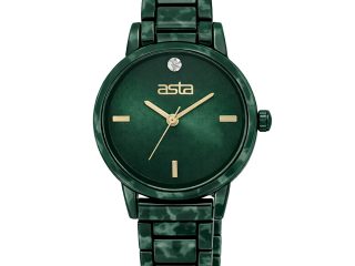 asta-Women Acetate Japan Quartz Watch Malachite Ink Swirl 0204-Acetate Strap