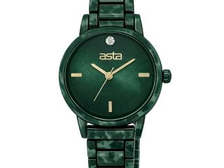 asta-Women Acetate Japan Quartz Watch Malachite Ink Swirl 0204-Acetate Strap
