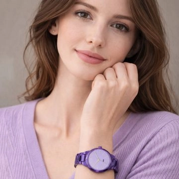 asta-Women Acetate Japan Quartz Watch Enchanted Violet Swirl 0501-Acetate Strap