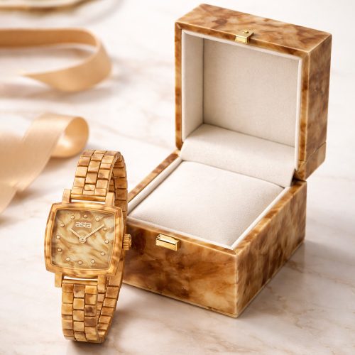 asta-Women Acetate Japan Quartz Watch Light Amber Marble 0801-Acetate Strap
