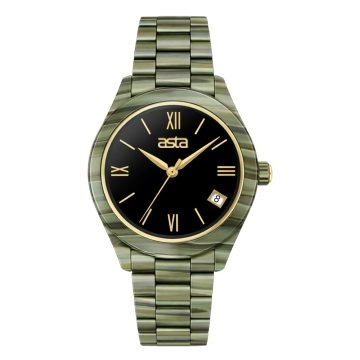 asta-Women Acetate Japan Quartz Watch Olive Rock Phantom 0901-Acetate Strap