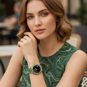 asta-Women Acetate Japan Quartz Watch Olive Rock Phantom 0901-Acetate Strap