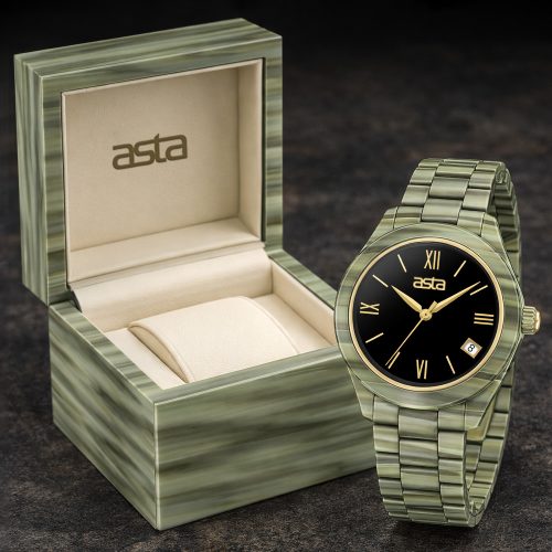 asta-Women Acetate Japan Quartz Watch Olive Rock Phantom 0901-Acetate Strap