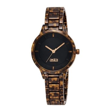 asta-Women Acetate Japan Quartz Watch Midnight Caramel Marble 1301-Acetate Strap