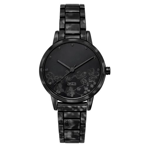 asta-Women Acetate Japan Quartz Watch Obsidian Shadow Swirl 1401-Acetate Strap