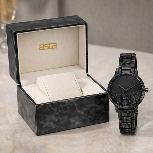 asta-Women Acetate Japan Quartz Watch Obsidian Shadow Swirl 1401-Acetate Strap