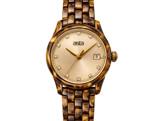 asta-Women Acetate Japan Quartz Watch Golden Tortoise Radiance 1501-Acetate Strap