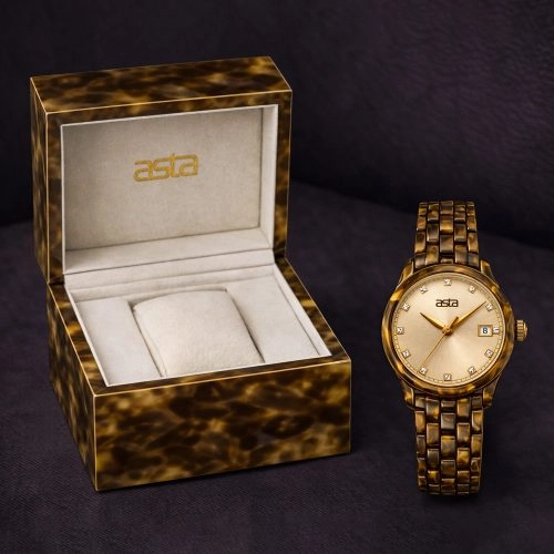 asta-Women Acetate Japan Quartz Watch Golden Tortoise Radiance 1501-Acetate Strap