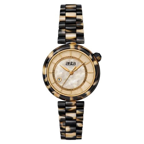 asta-Women Acetate Japan Quartz Watch Shadow Path Tortoise 1601-Acetate Strap