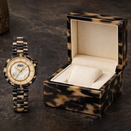 asta-Women Acetate Japan Quartz Watch Shadow Path Tortoise 1601-Acetate Strap