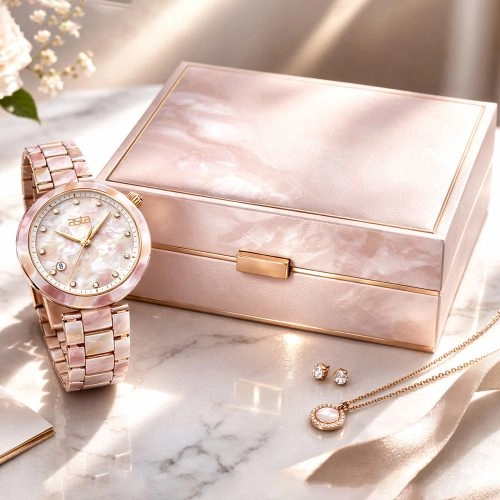 asta-Women Acetate Japan Quartz Watch Pearlescent Pink 1701-Acetate Strap