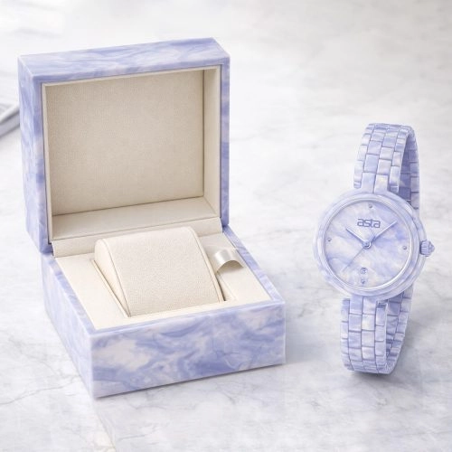 Reloj de cuarzo «asta-Women Acetate Japan», color lavanda «Phantom Swirl», 1801, con correa de acetato