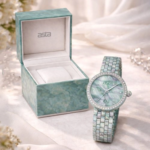 asta-Women Acetate Japan Quartz Watch Aurora Green 1901-Acetate Strap