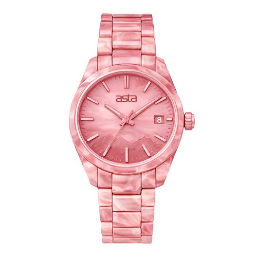 asta-Women Acetate Japan Quartz Watch Pink Mountain Phantom 2001-Acetate Strap