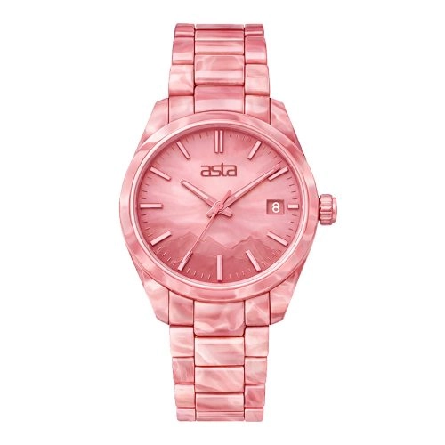 asta-Women Acetate Japan Quartz Watch Pink Mountain Phantom 2001-Acetate Strap