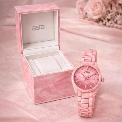 asta-Women Acetate Japan Quartz Watch Pink Mountain Phantom 2001-Acetate Strap