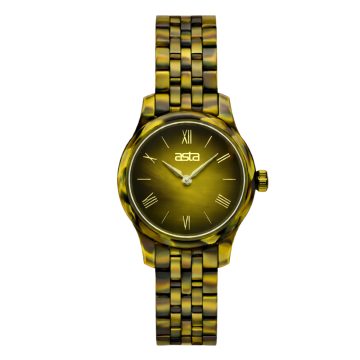 asta-Women Acetate Japan Quartz Watch Olive Tortoise 2401-Acetate Strap