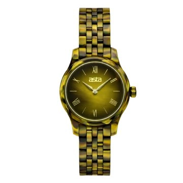 asta-Women Acetate Japan Quartz Watch Olive Tortoise 2401-Acetate Strap