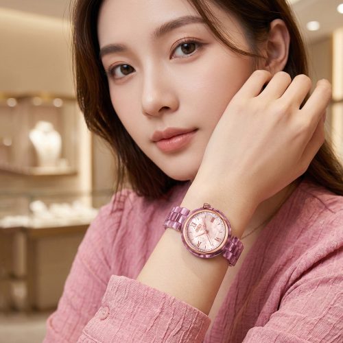 asta-Women Acetate Japan Quartz Watch Berry Marble 2601-Acetate Strap