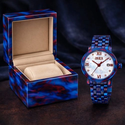 asta-Women Acetate Japan Quartz Watch Iridescent Galaxy 2801-Acetate Strap