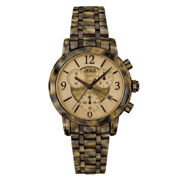 asta-Women Acetate Japan Quartz Watch Military Tortoise 2901-Acetate Strap