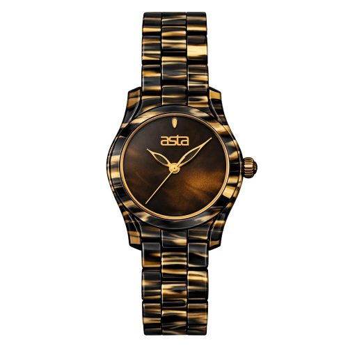 asta-Women Acetate Japan Quartz Watch Tiger Stripe 3001-Acetate Strap