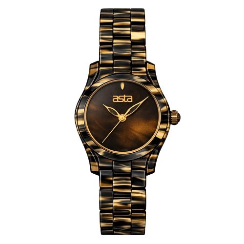 asta-Women Acetate Japan Quartz Watch Tiger Stripe 3001-Acetate Strap