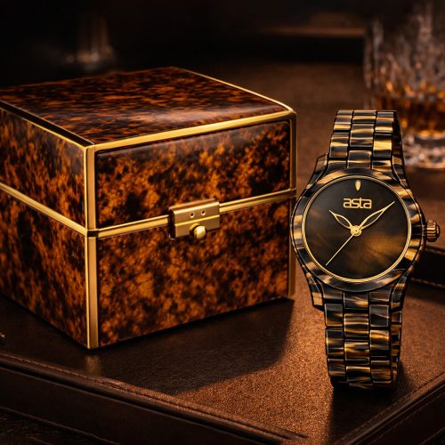 asta-Women Acetate Japan Quartz Watch Tiger Stripe 3001-Acetate Strap