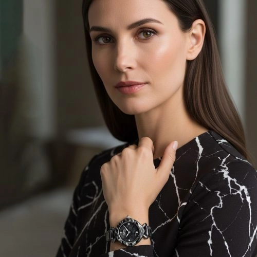 asta-Women Acetate Japan Quartz Watch Black & White Tortoise 3101-Acetate Strap