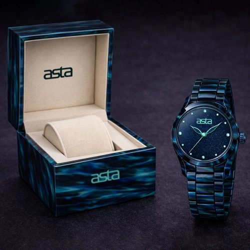 asta-Women Acetate Japan Quartz Watch Starry Night Blue 3201-Acetate Strap