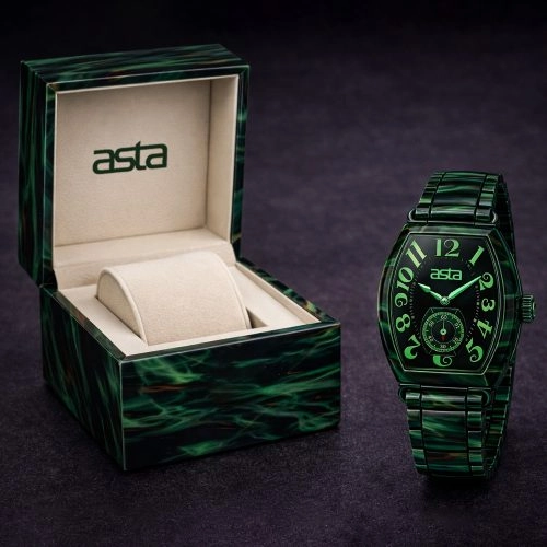 asta-Women Acetate Japan Quartz Watch Forest Peacock 3301-Acetate Strap