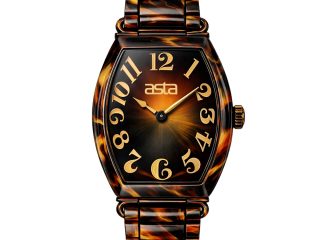asta-Women Acetate Japan Quartz Watch Black & Gold Tortoise 3401-Acetate Strap