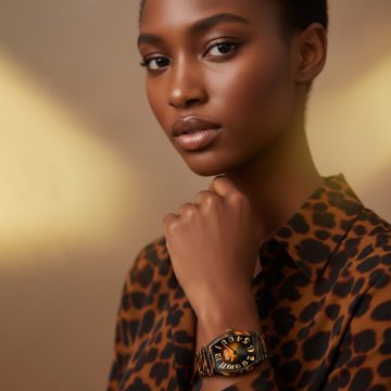 asta-Women Acetate Japan Quartz Watch Black & Gold Tortoise 3401-Acetate Strap