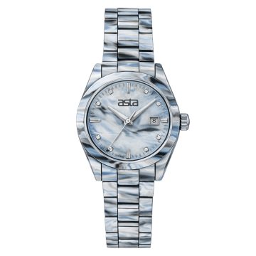 asta-Women Acetate Japan Quartz Watch Glacial Grey 3501-Acetate Strap