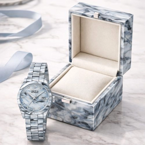 asta-Women Acetate Japan Quartz Watch Glacial Grey 3501-Acetate Strap
