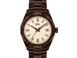 asta-Women Acetate Japan Quartz Watch Dark Chocolate Tortoise 3801-Acetate Strap