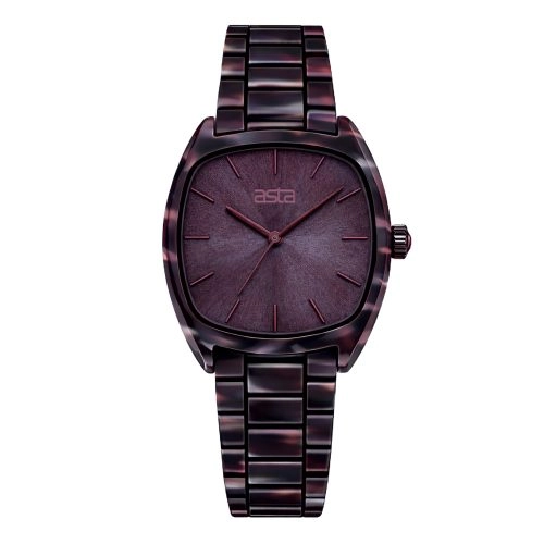 asta-Women Acetate Japan Quartz Watch Bordeaux Tortoise 3901-Acetate Strap