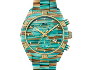 asta-Women Acetate Japan Quartz Watch Turquoise Swirl 4001-Acetate Strap
